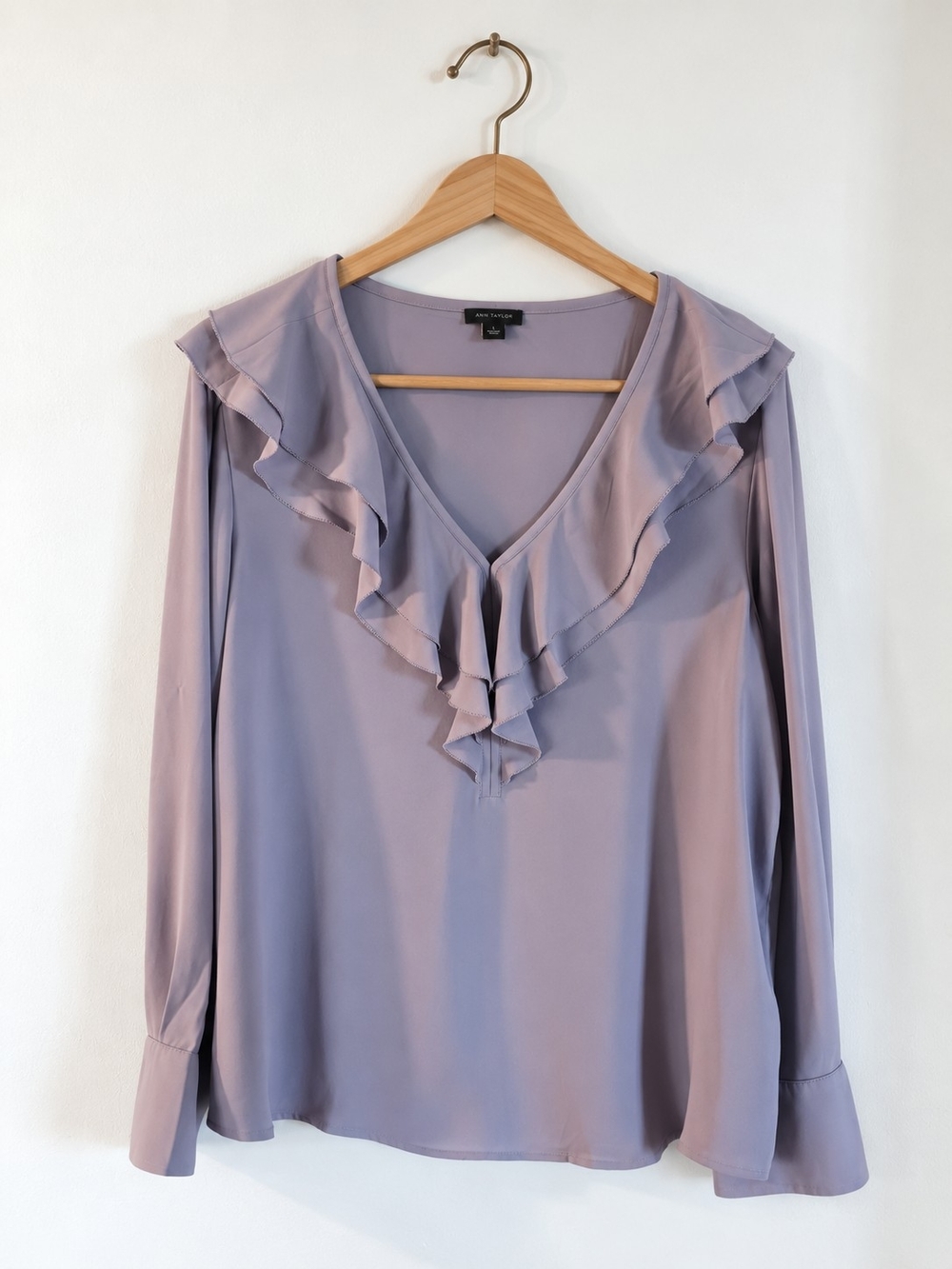 Ann Taylor Ruffle V-Neck Blouse